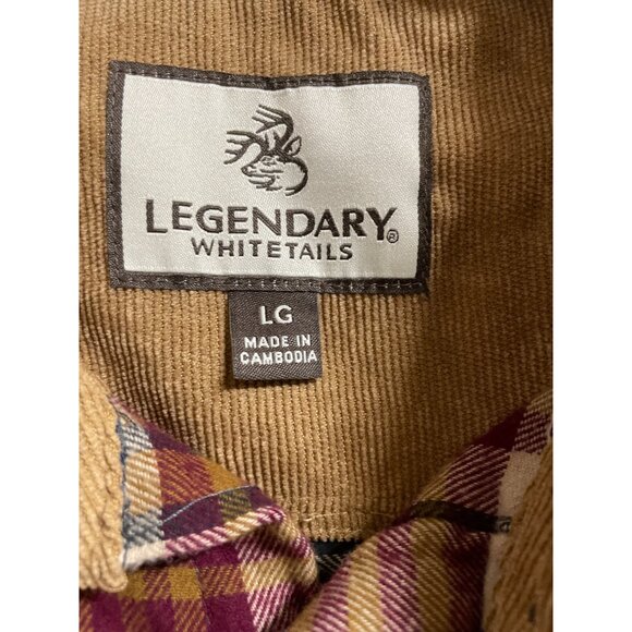 Legendary Whitetails Brown Red Flannel Plaid Long Sleeve Shirt Mens Size Large - Picture 7 of 9